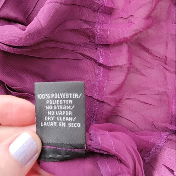 Dressbarn Purple Smocked Midi Dress Sz S Flutter Sleeve Flaw Tear As Is Boho - Picture 9 of 9